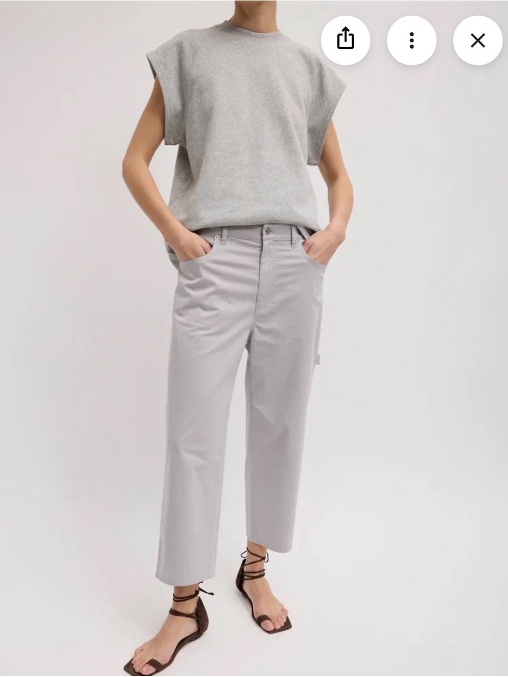 Tibi Garment Dyed Silky Cotton Cropped Slouchy Cargo Jeans NWT Sz 24